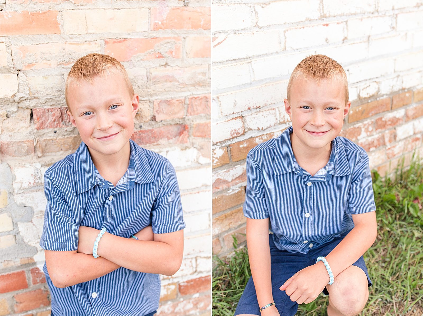 Krystal Moore Photography Moose Jaw Family photos in front of a brick wall