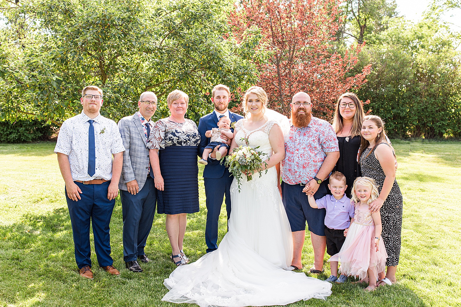 family photos on wedding day