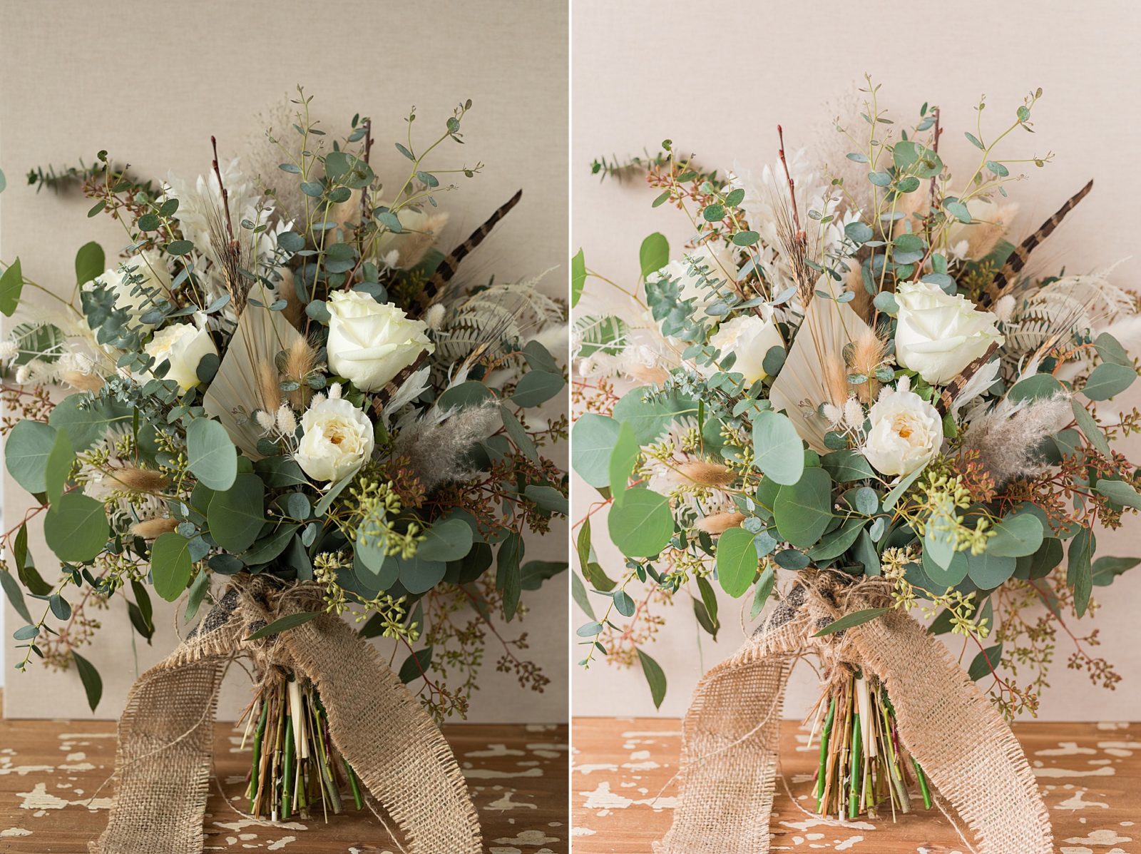 before and after example of a photo of flowers