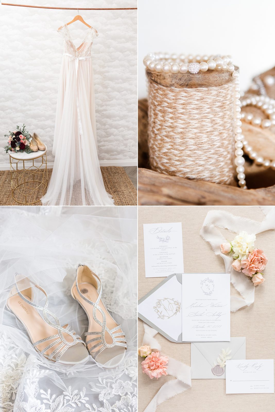 wedding invitation suite examples and bridal details