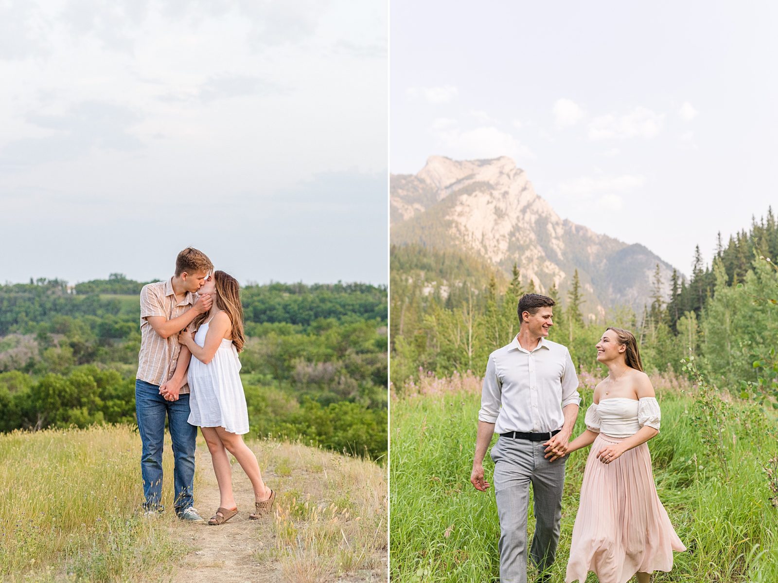 what to wear for couples photos - flowy dresses adding movement to photo