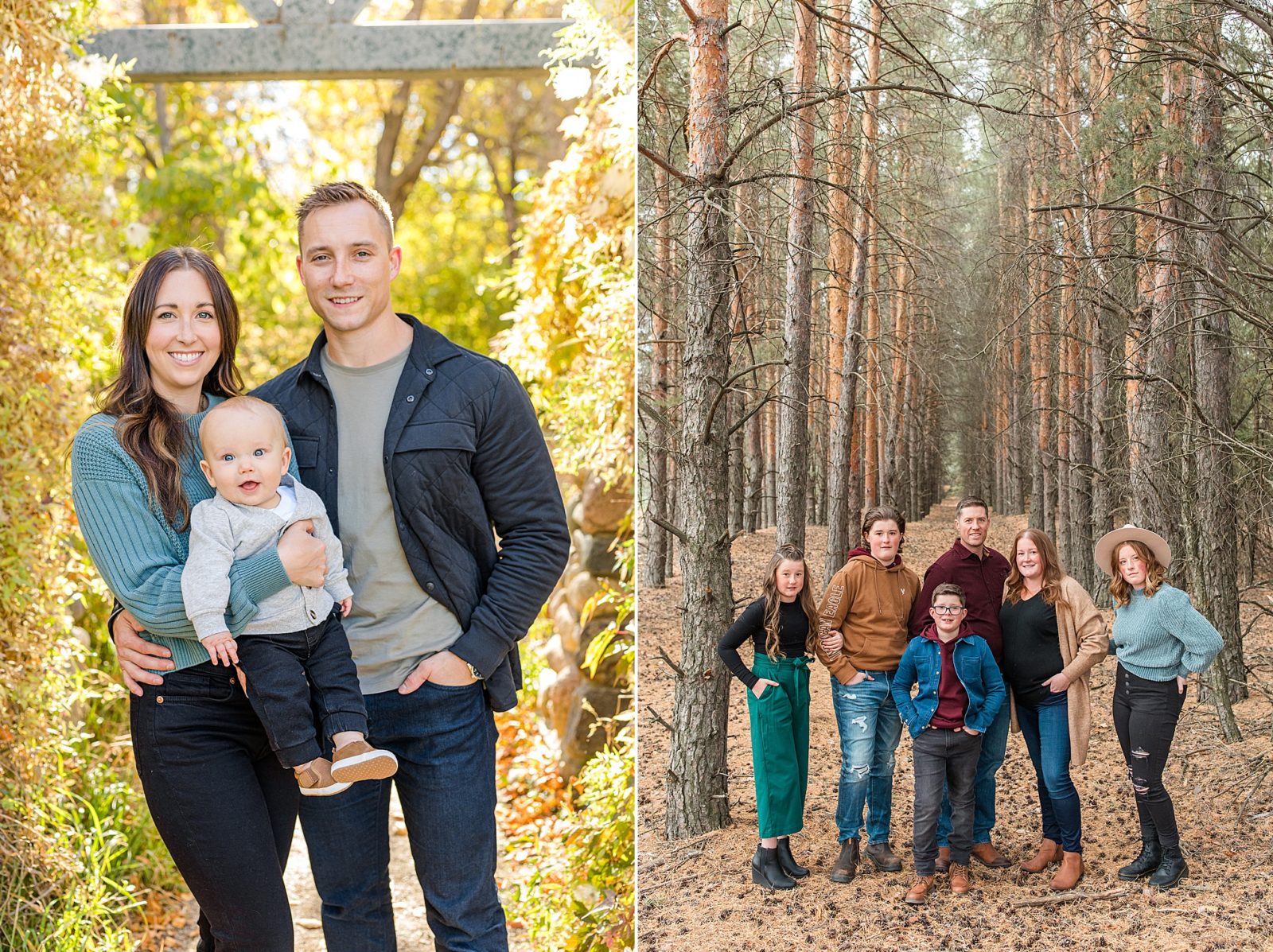 Family photos in the fall with young kids in Moose Jaw, Saskatchewan and in the Sask Forest