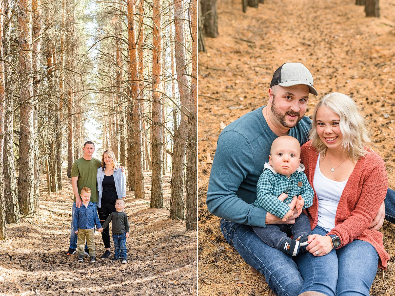 Family photos in the fall with young kids in the Sask Forest, Saskatchewan