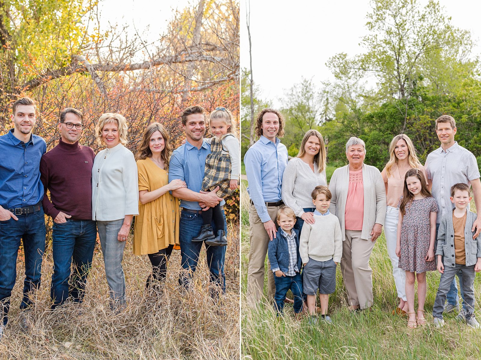 two families at an extended family session in Moose Jaw, Saskatchewan