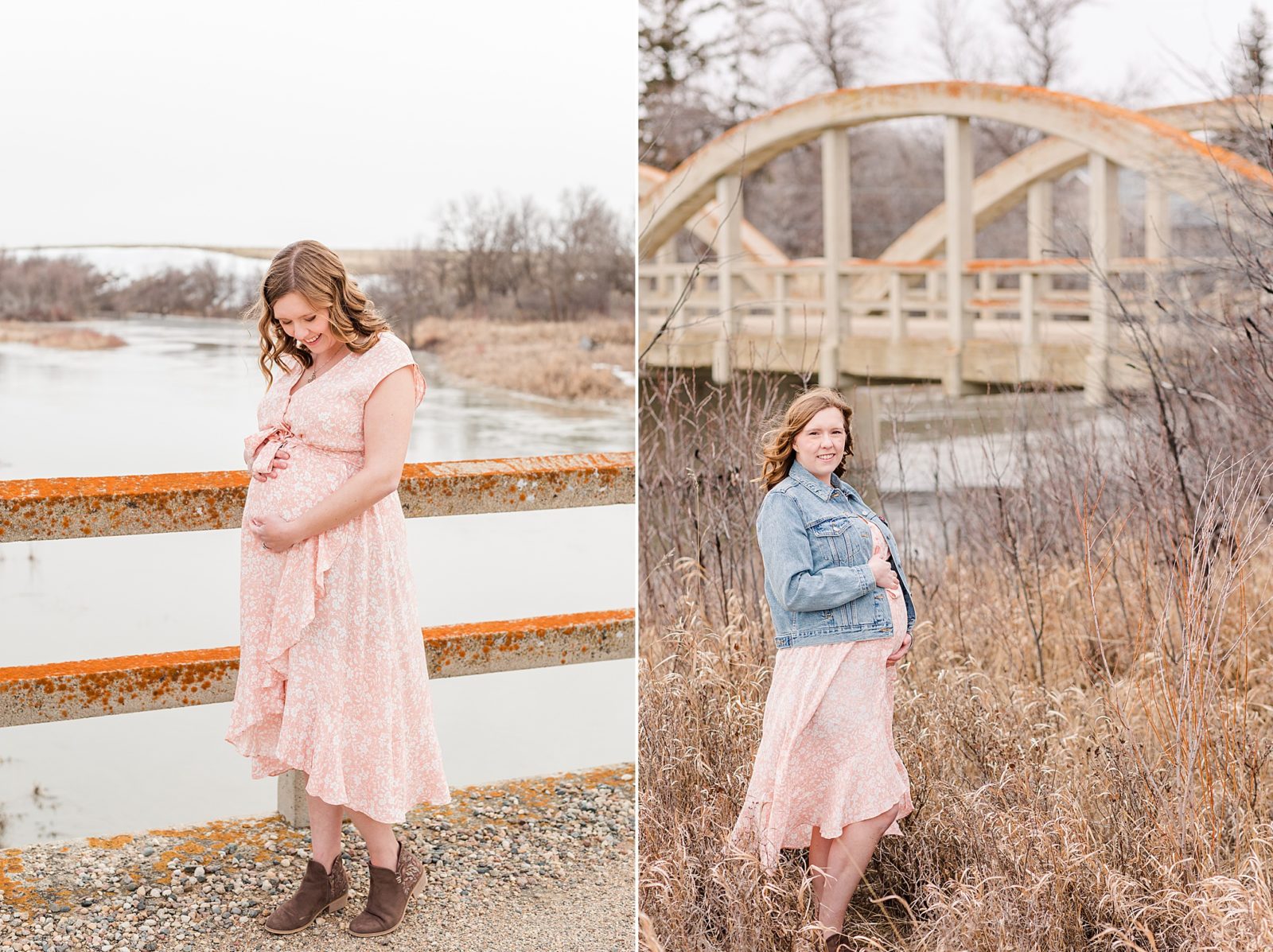 maternity session in Moose Jaw by a bridge