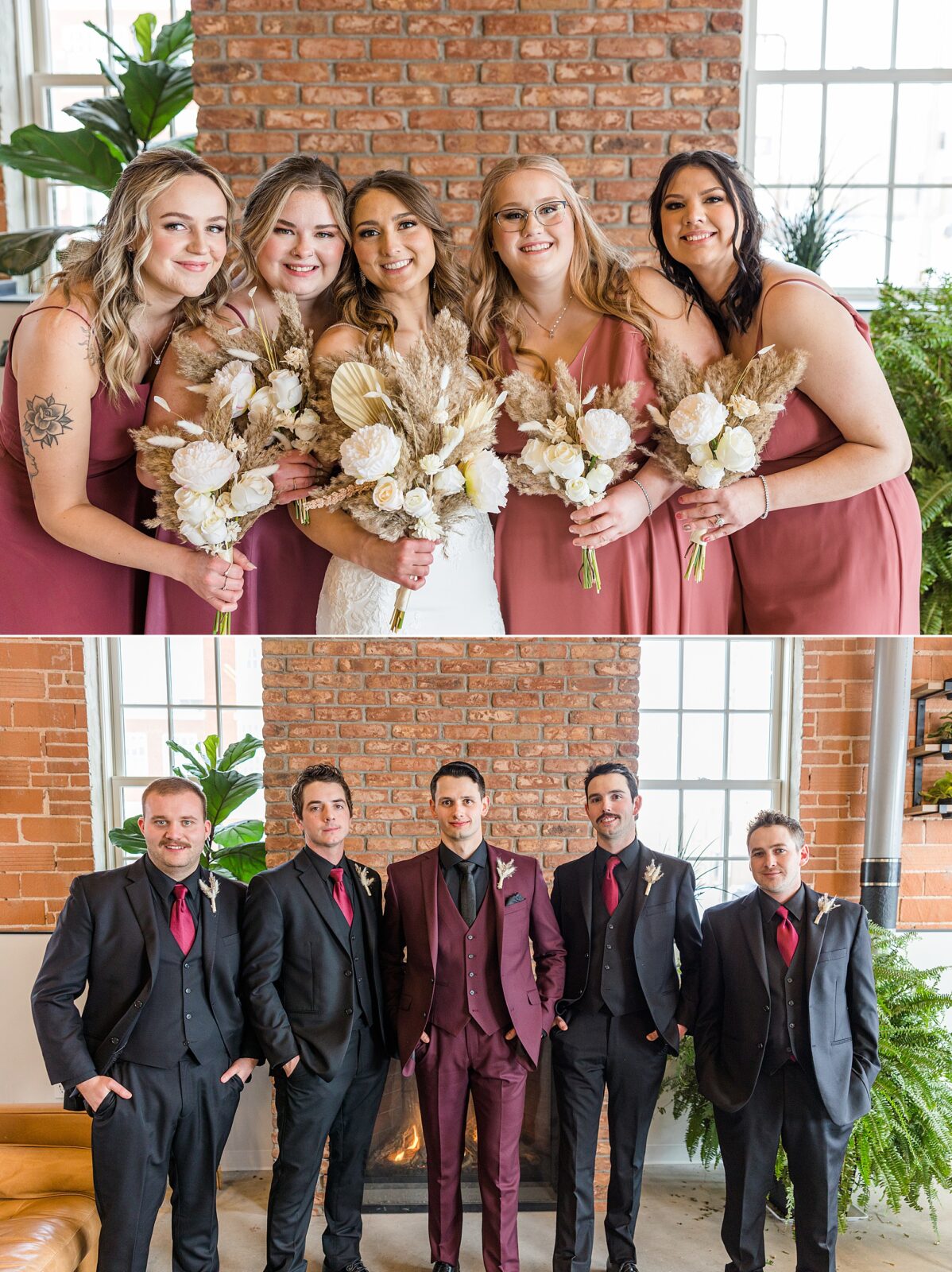 Wedding Party and Bride and Groom photos at The Every Day Kitchen in Regina, Sask