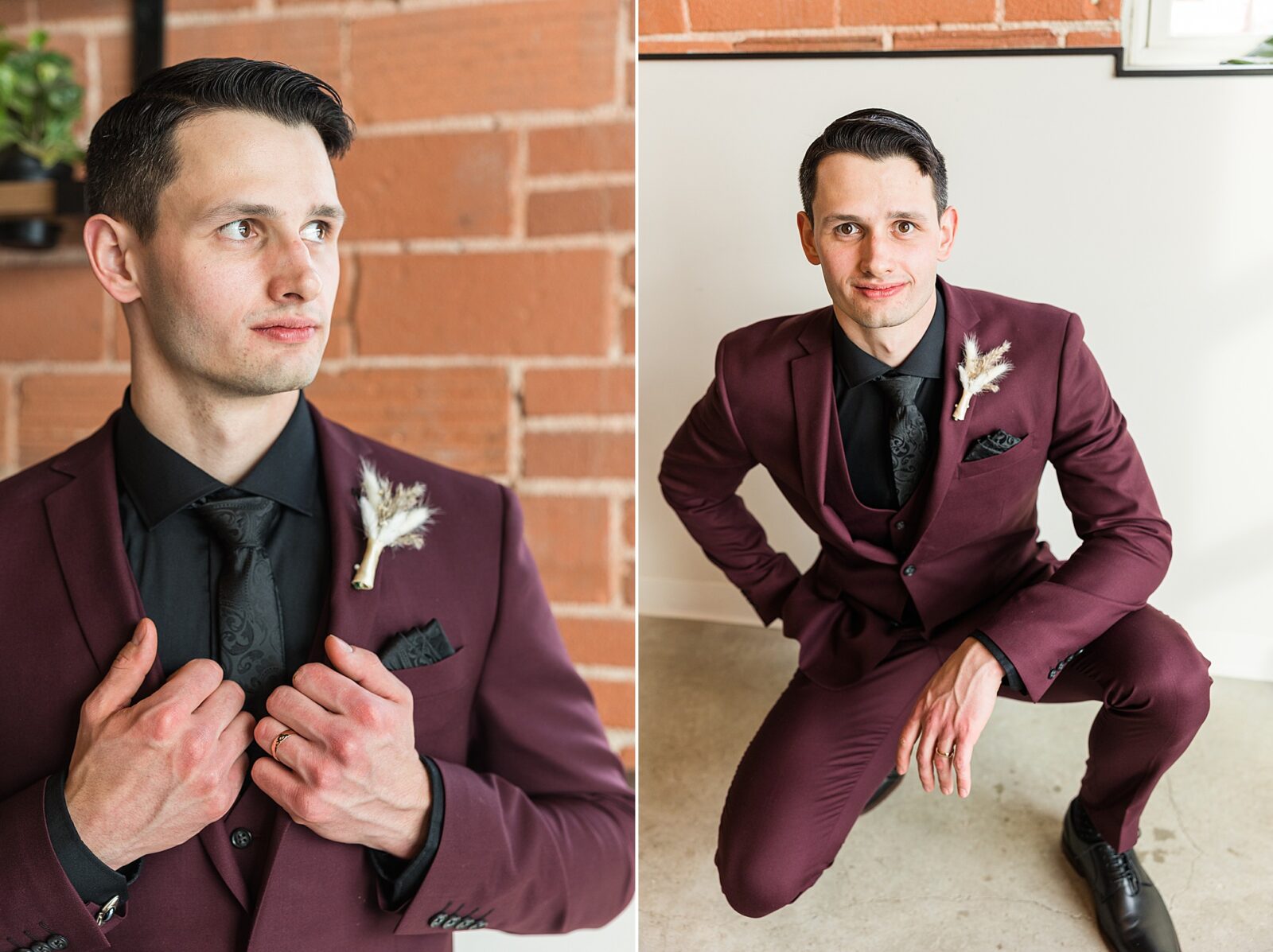 Groom photos at The Every Day Kitchen in Regina, Sask