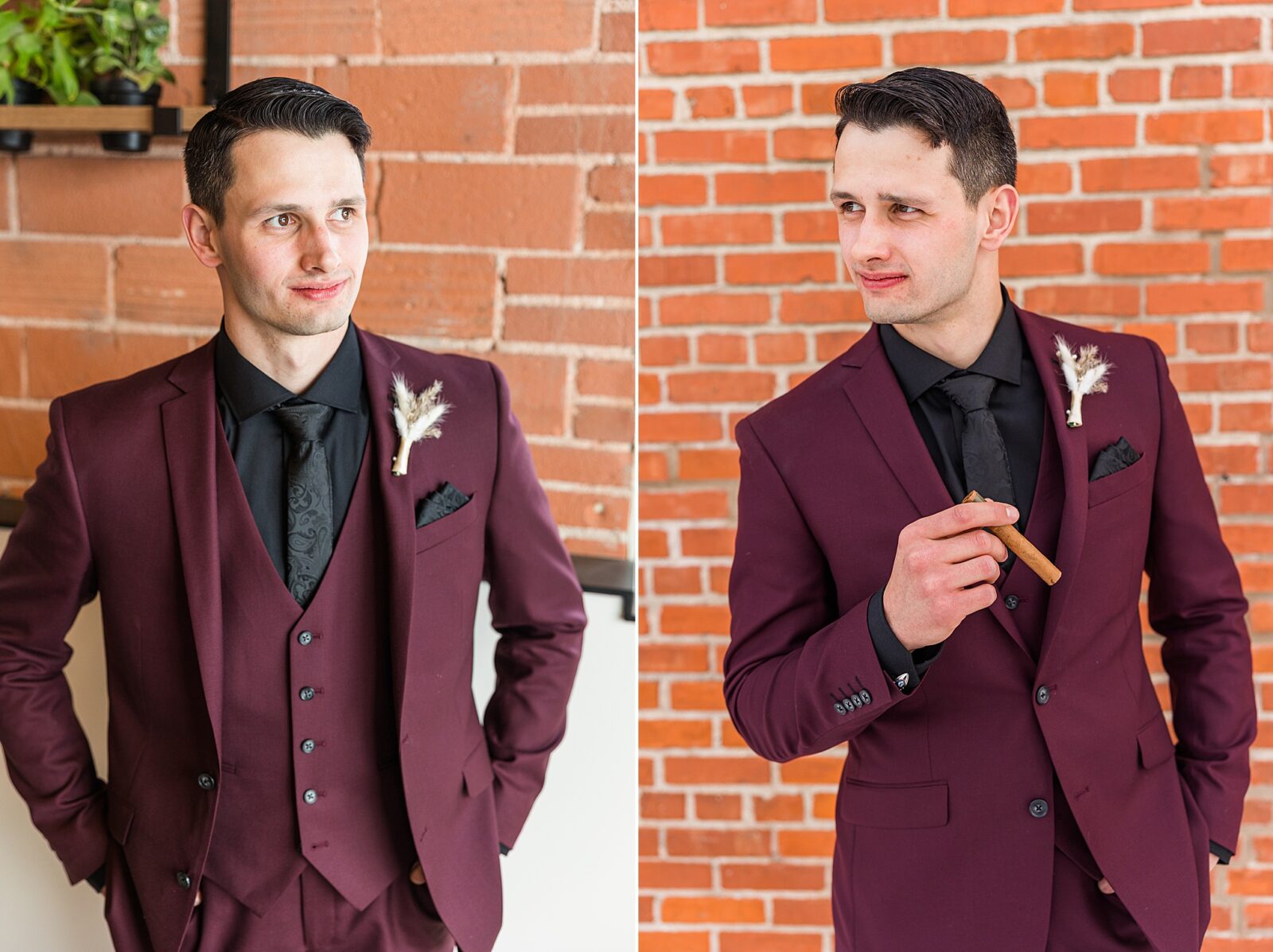 Groom photos at The Every Day Kitchen in Regina, Sask