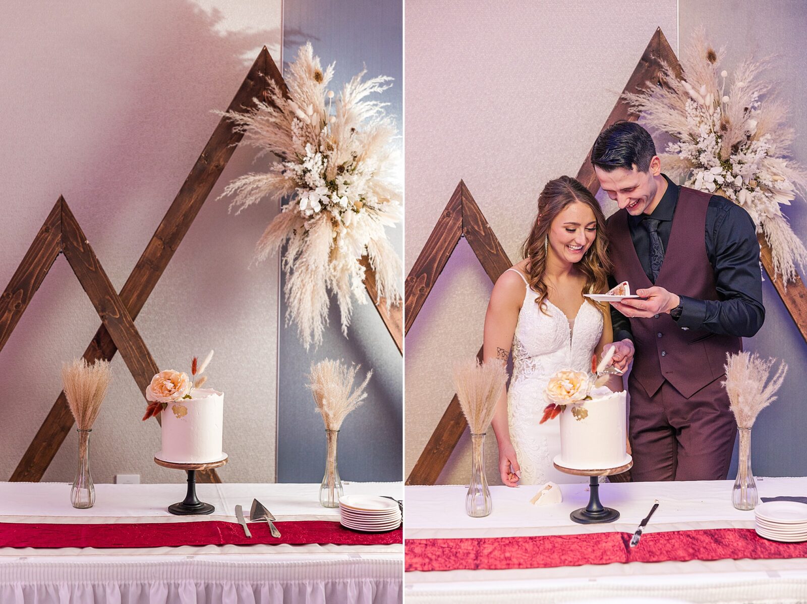 The Atlas Hotel, boho and urban wedding in Regina, Saskatchewan, cake cutting