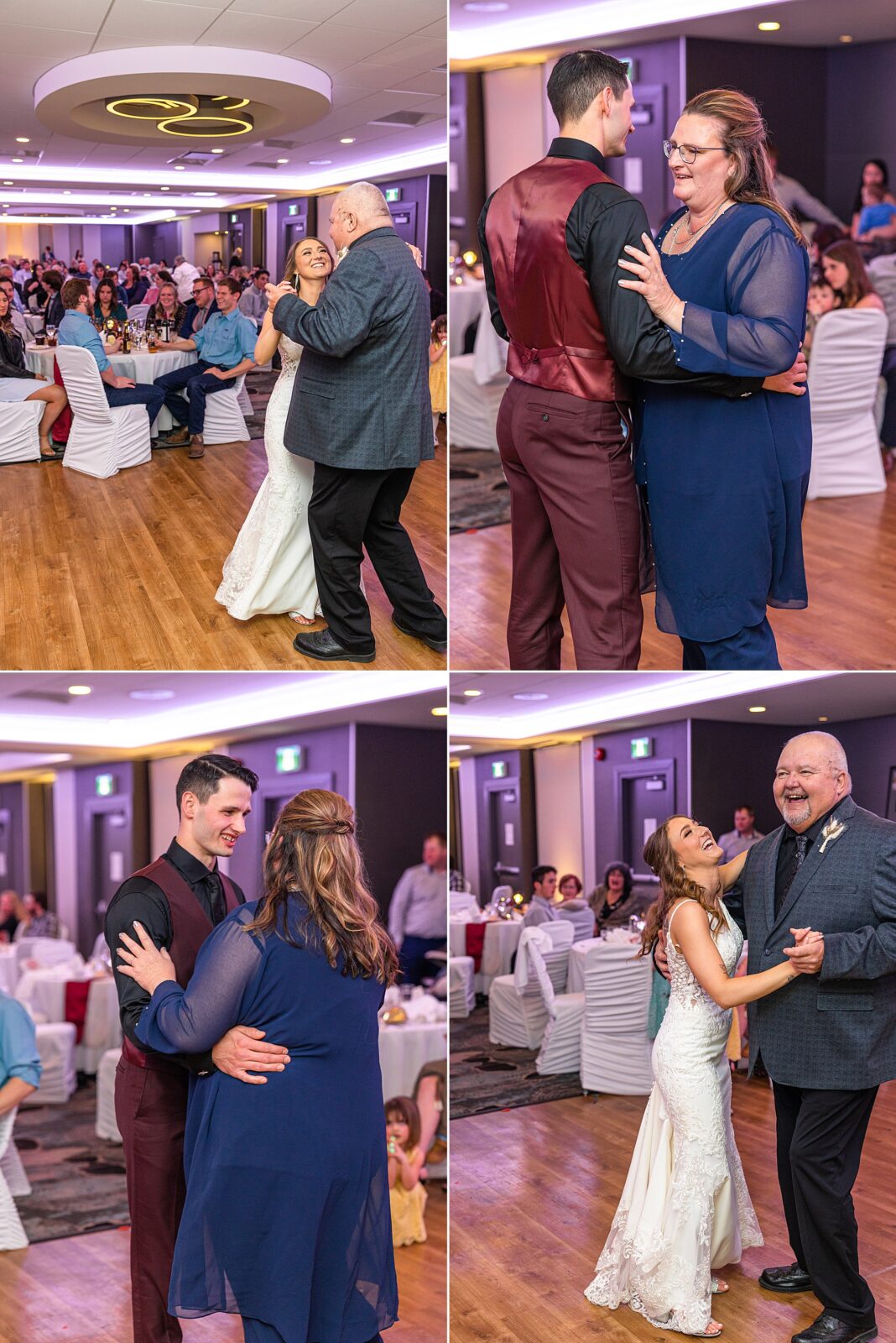 The Atlas Hotel, boho and urban wedding in Regina, Saskatchewan, wedding dance for bride and groom  with parents