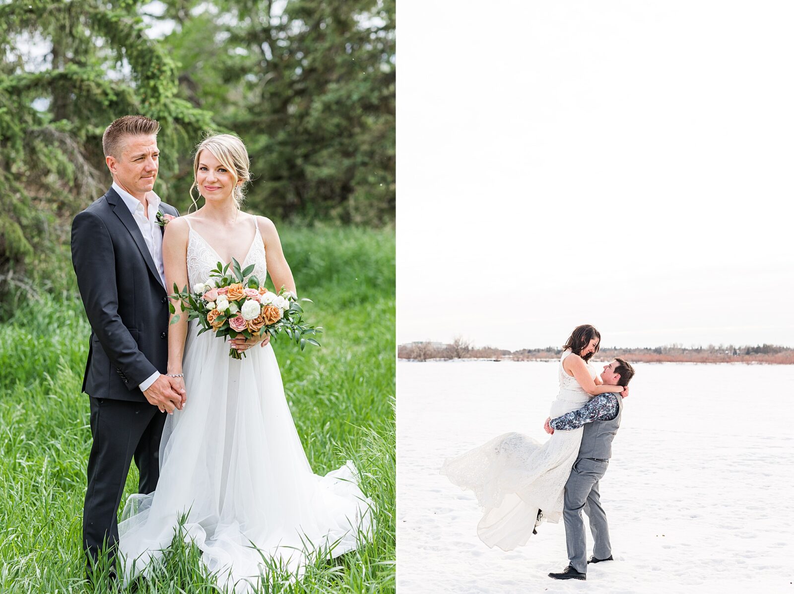 couple eloping in the summer in Saskatchewan and one couple eloping in the winter