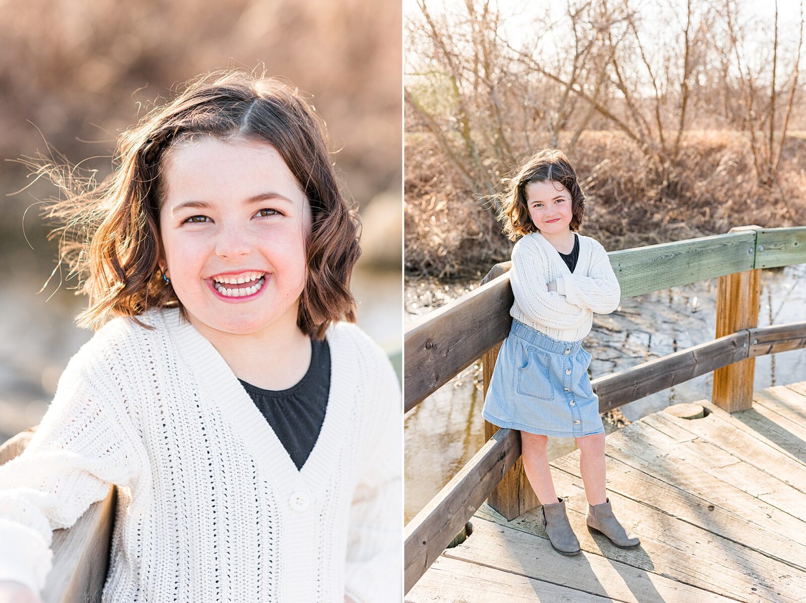 Little girl on board walk inMoose Jaw Spring Family session 